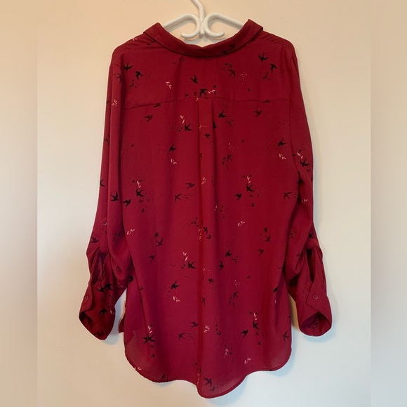 Bird Pattern Button Down Blouse - Picture 2 of 7